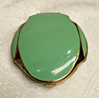 Vintage ELGIN AMERICAN CLARICE JANE Powder Rouge Compact In Green Enamel