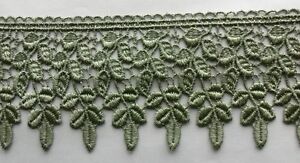 5 YARDS 3 1/4 INCH WIDE SAGE GREEN VENICE LACE
