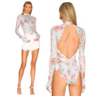 We are HAH -579 Hot As Hell Gloves Off Bodysuit In Kyoto Kimono & French Blue S