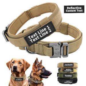 Personalized Military Tactical Dog Pet Collar with Handle Custom Name Print M-XL