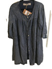 NWT MAGNOLIA PEARL COTTON  SMOCK DRESS / DUSTER IN CHARLIE NAVY W/ WHITE DOTS