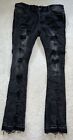 Valabasas Mens Jeans Size 36 Black Button Fly Flared Denim Distressed