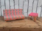 VTG Barbie 1962 Dreamhouse Sofa & End Table Cardboard Furniture 1960s Couch