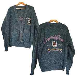 Vtg American Classic Lengendary Mens Letterman Cardigan Size S Embroidered IOU