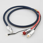 OFC Silver shield RCA to 5 pin DIN Audio Phono Tonearm Cable with Ground Wire