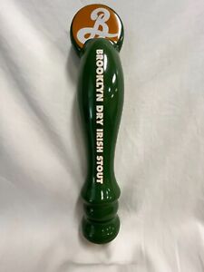 Brooklyn Dry Irish Stout Green Ceramic 12 inch Tap Handle. Name On All Sides.