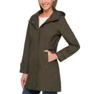 Kirkland Signature Olive Green Waterproof Hooded Trench Coat Jacket Size Small