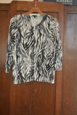 BLACK AND GRAY PATTERNED CARDIGAN SWEATER BY TALBOTS ~ XL