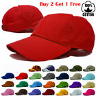 Mens Womens Baseball Caps Hat Washed Adjustable Cotton Plain Solid Dad Ball Cap