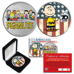 2020 Peanuts Charlie Brown 70th Anniv 1 OZ .999 SILVER Coin S/N of 70 AMERICANA
