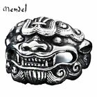 MENDEL Cool Mens Chinese Lion Mask Head Ring Band Men Stainless Steel Size 7-15