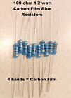 100 ohm 1/2Watt  BLUE Carbon Film Resistors 5%  You get 10 resistors
