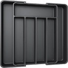 Expandable Silverware Organizer - Adjustable Cutlery Drawer for Forks - Black