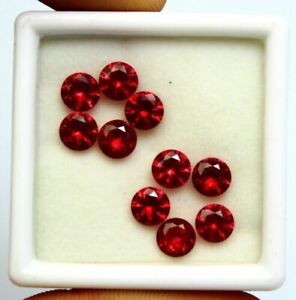 Natural Red Ruby Certified Loose Gemstone 10 Ct Round Shape Lot of Gemstones.