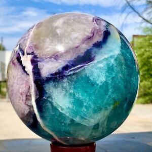13.42LB Natural Fluorite ball Colorful Quartz Crystal Gemstone Healing