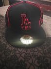 New Era 59Fifty MLB LA Los Angeles  Fitted Hat Cap Black Red 7 3/4