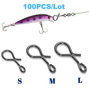 100 Quick Fly Fishing Snap No Knot Fast Snaps Lure Change Connect for Flies Hook