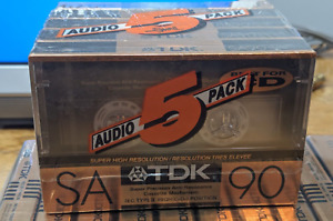5 Pack TDK SA90 Type II High Bias Audio Cassettes Best For CD - New, Sealed