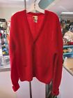 Vtg 50s Mens Red Sweater Mohair Cardigan Grunge Golf Sweater Sz XL