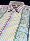 LIMITED EDITION Robert Graham Men Striped Embroidered Floral Button Shirt 2XL
