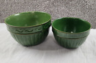 Real Home Let Us Entertain You Stoneware Green Mixing Bowls 10.5