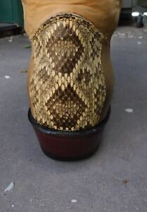 Justin Diamondback Rattlesnake Triad Cowboy Boots Made in the USA 12D