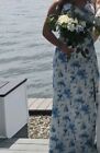 Long Blue/White Prom Dress Bridesmaid size 6