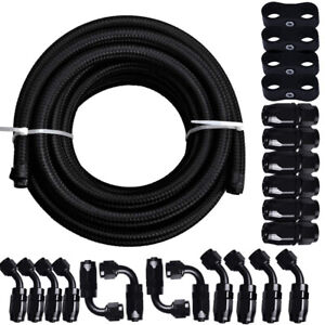 6AN 8AN 10AN 10FT/20FT CPE Braided Nylon Fuel Line Kit Fuel Hose End Fittings