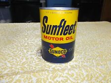 Vintage Sunoco Sunfleet Engine Motor Oil Can Gas & Oil Composite Quart Graphics