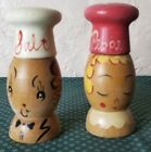 Vintage Wooden Man and Woman Chef Salt and Pepper Shakers