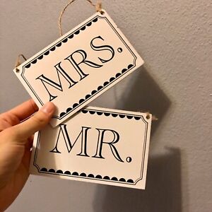New ListingMr Mrs Chair Signs for Wedding Engagement Party Decor Black & White Hanging