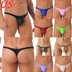 US Men's Micro Briefs Glossy T-Back Thongs Male Bulge Pouch Underwear G-String