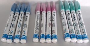 12 Sharpie Extra Fine Point METALLIC Water Base Paint Markers, Blue, Pink, Green