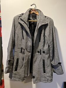 Therapy Tweed Belted Wool Leather Coat Size XL