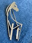 Vintage Signed Beau Sterling Silver Horse Equestrian Figural Brooch Pin