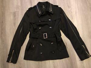 Golden Days Paris Black Trench Coat Style Jacket. Ladies Size Medium