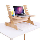 Bamboo Standing Height Adjustable Computer Desk Monitor Stand Riser Stand Laptop