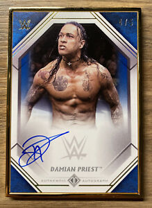 2021 Topps WWE Transcendent DAMIAN PRIEST Gold Framed On Card Auto 4/5 Blue