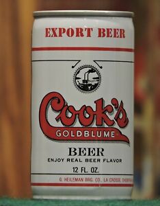 COOK'S GOLDBLUME BEER, G.HEILEMAN BREWING, EVANSVILLE, IND., STEEL CAN  # 57-1