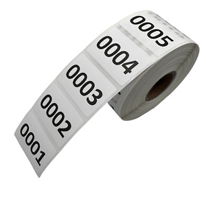 Inventory Number Stickers, Consecutive Number Labels - Self Adhesive