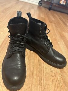 Men's Eastland High Fidelity Classic Cap Toe Lace Up Boot Black Leather Size 12D