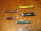5 Vintage Folding Pocketknifes - Frontier, Old Timer, Kamp King,  Ideal K AS-IS