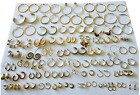 Huge Lot of Vintage Hoop Earrings Gold Tone 63 Pair Avon Monet 925 14K GF