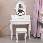 LED Lights Makeup Vanity Set Dressing Table with Stool Mirror with 4 Drawers