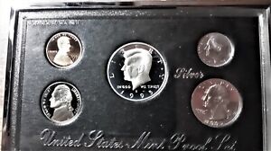 1995 S Premier SILVER Proof Set. Coins in Mint Custom Display Box no COA