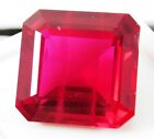 34 CT AWESOME Emerald CUT TrNatural ated BLOOD RED RUBY LOOSE GEMSTONE