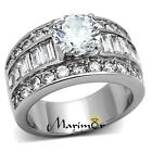 4.85 Ct Round Cut Zirconia Stainless Steel Wide Band Engagement Ring Sizes 5-10