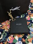 Yves Saint Laurent Brooch Pin Antique Gold From Japan Good Condition