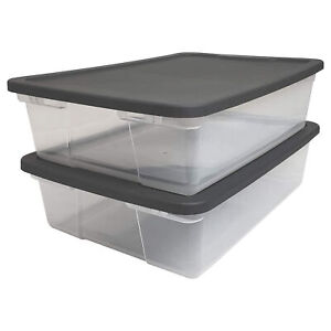 Homz Snaplock 28 Quart Clear Organizer Storage Container Bin with Lid, (2 Pack)