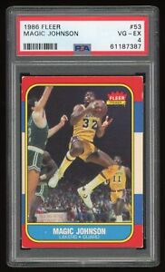 New Listing1986-87 Fleer #53 Magic Johnson PSA 4 VG-EX Los Angeles Lakers